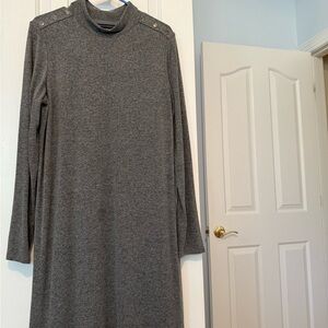 White House Black Market Charcoal Long Sleeve Dress